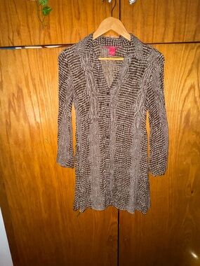 Sunny Leigh Y2K Brown and Cream Patterned Tunic